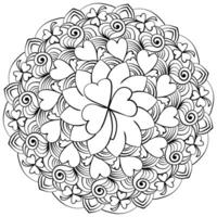 Mandala with clover and fantasy arcs, meditative coloring page about luck for St. Patrick's Day vector