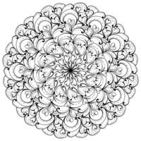 Mandala with linear hearts and shading, creative outline coloring page vector