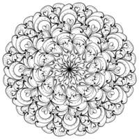 Mandala with linear hearts and shading, creative outline coloring page vector