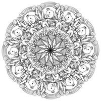 Mandala with hidden Easter eggs and chickens, fantasy coloring page for activity vector