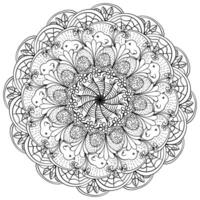 Doodle mandala with chickens and fancy flowers, coloring page for holiday activity for Easter vector