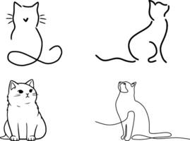 Whisker Wonderland Cat Art Outline Coloring Page Print vector