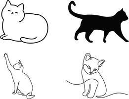 Abstract Feline Cat Art Outline Coloring Page Print vector