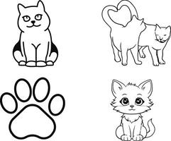 Mystical Meowsters Cat Art Outline Coloring Page Print vector