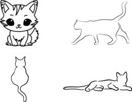 Whimsical Whiskers Cat Art Outline Coloring Page Print vector