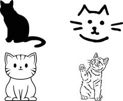 Whiskered Wonders Cat Outline Coloring Page vector