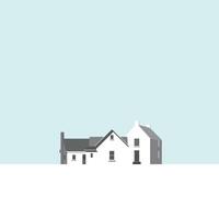 Various houses front view landscape minimal geometric shape flat design illustrated have blank space. vector