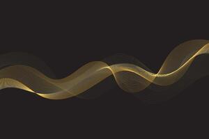 resumen dorado olas en un negro fondo, fluido graciosamente, ideal para elegante y moderno diseños vector