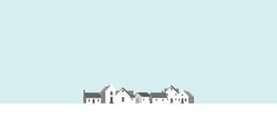 Various houses landscape minimal geometric shape flat design illustrated have blank space. vector