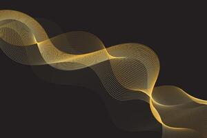 Dynamic golden waves on black, perfect for sleek backgrounds or high-tech themes vector