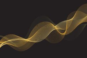 Sinuous golden lines weave over black, ideal for sophisticated, modern graphic background vector