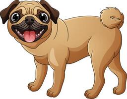 Cute pug dog cartoon isolated on white background vector