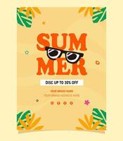 summer party poster invitation template with hello summer greeting text in colorful vector