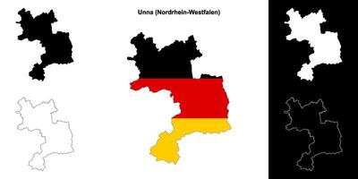 Unna, Nordrhein-Westfalen blank outline map set vector