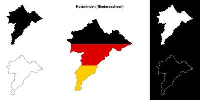 Holzminden, Niedersachsen blank outline map set vector