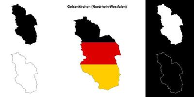 Gelsenkirchen, Nordrhein-Westfalen blank outline map set vector