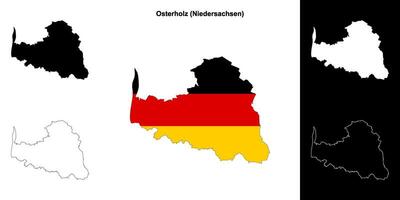 Osterholz, Niedersachsen blank outline map set vector