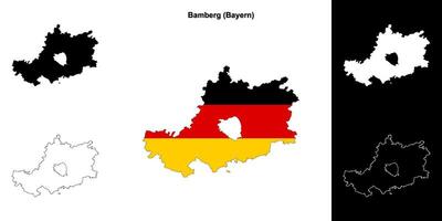 Bamberg, Bayern blank outline map set vector