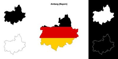 Amberg, Bayern blank outline map set vector
