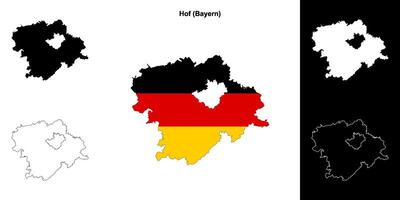 Hof, Bayern blank outline map set vector