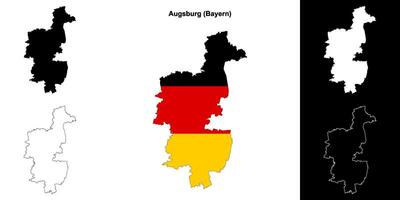 Augsburg, Bayern blank outline map set vector