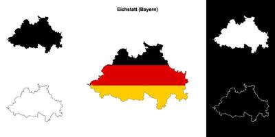 Eichstatt, Bayern blank outline map set vector
