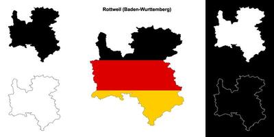 Rottweil, Baden-Wurttenberg blank outline map set vector