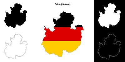 Fulda, Hessen blank outline map set vector