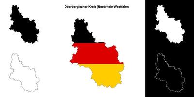 oberbergischer distrito, Renania del Norte-Westfalen blanco contorno mapa conjunto vector