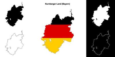 Nurnberger Land, Bayern blank outline map set vector