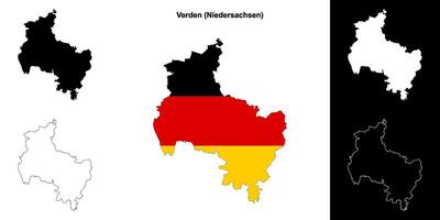 Verden, Niedersachsen blank outline map set vector