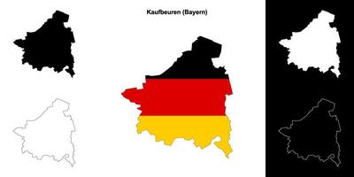 Kaufbeuren, Bayern blank outline map set vector