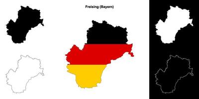 Freising, Bayern blank outline map set vector