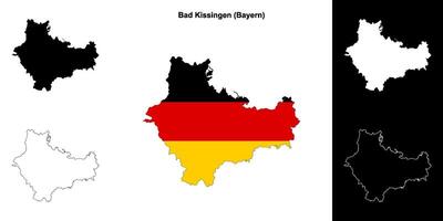 Bad Kissingen, Bayern blank outline map set vector