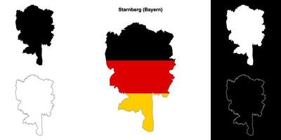 Starnberg, Bayern blank outline map set vector