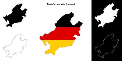 Frankfurt am Main, Hessen blank outline map set vector