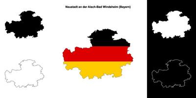 Neustadt an der Aisch-Bad Windsheim, Bayern blank outline map set vector