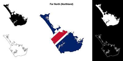 Far North blank outline map set vector
