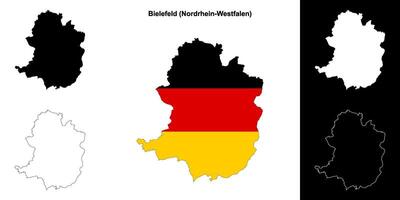 bielefeld, Renania del Norte-Westfalen blanco contorno mapa conjunto vector