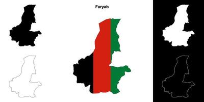 Faryab province outline map set vector