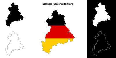 Boblingen, Baden-Wurttenberg blank outline map set vector