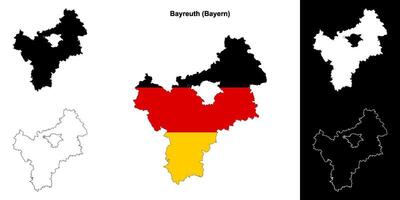Bayreuth, Bayern blank outline map set vector