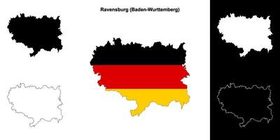 Ravensburg, Baden-Wurttenberg blank outline map set vector