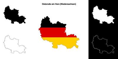 Osterode am Harz, Niedersachsen blank outline map set vector