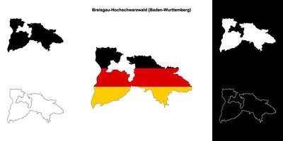 Breisgau-Hochschwarzwald, Baden-Wurttenberg blank outline map set vector