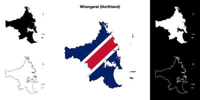 Whangarei blank outline map set vector