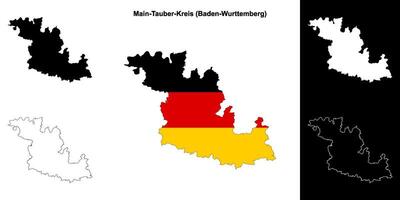 Main-Tauber-Kreis, Baden-Wurttenberg blank outline map set vector