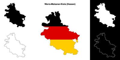 Werra-Meissner-Kreis, Hessen blank outline map set vector