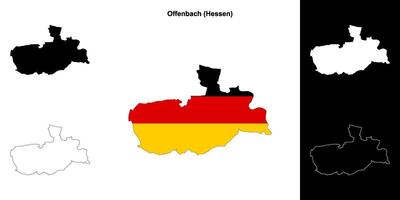 Offenbach, Hessen blank outline map set vector