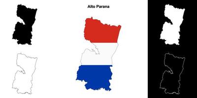 Alto Parana department outline map set vector